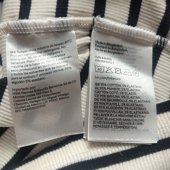 H&M Striped High Neck Ribbed Tank Top - Black and Cream - Picture 5 of 5